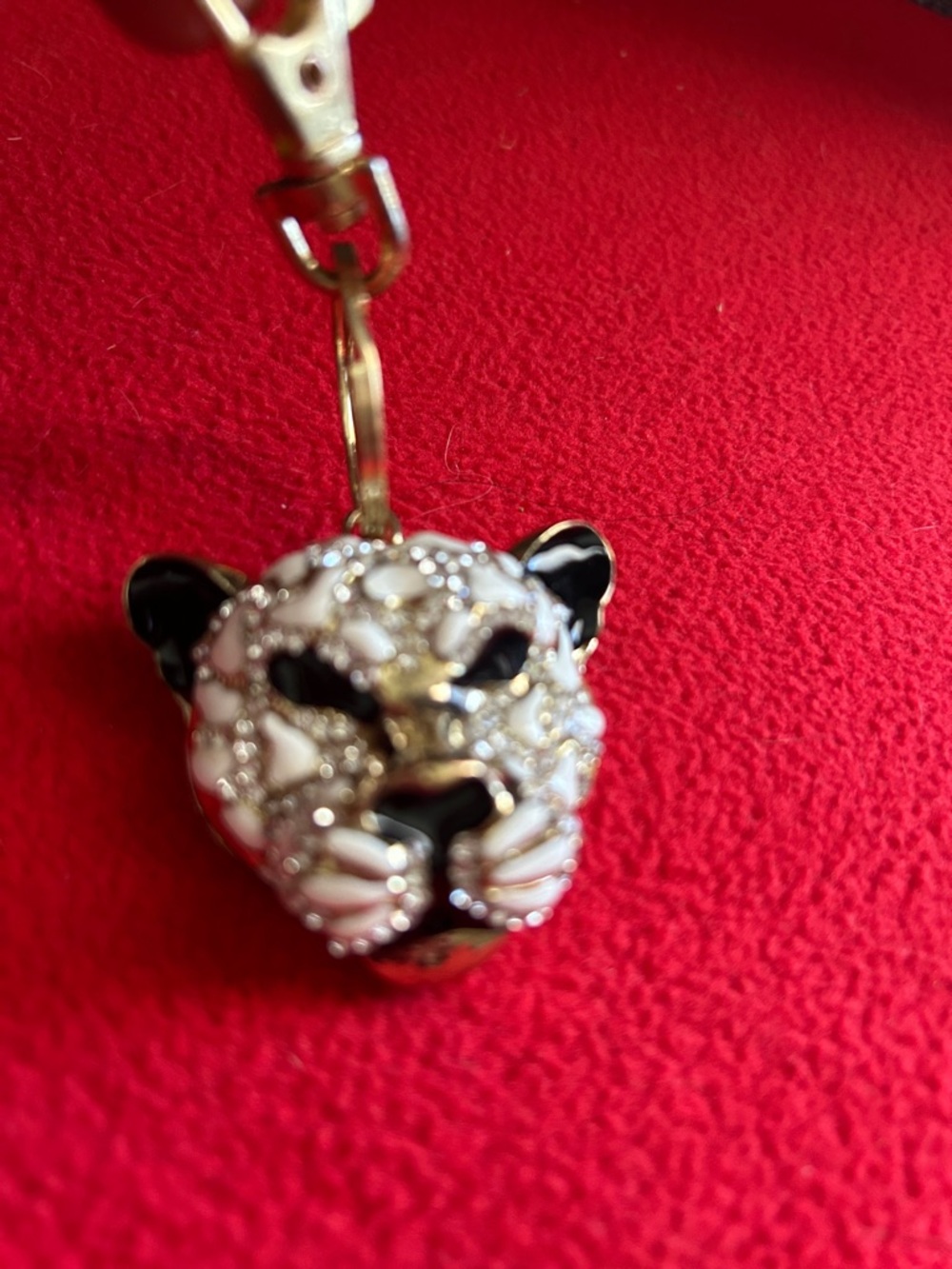 White and Black Crystal Panther Keychain - Women's Key & Card Holder Accessory